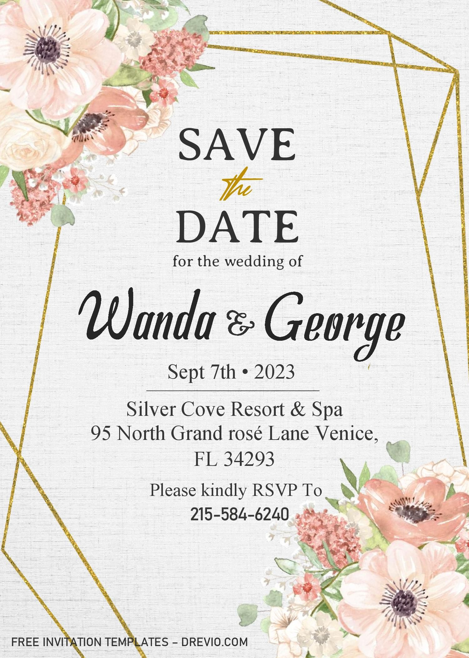 Save The Date Invitation Templates – Editable With Ms Word | Save with Free Printable Save the Date Invitation Templates