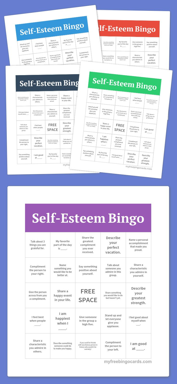 Self-Esteem Bingo | Free Bingo Cards, Free Printable Bingo Cards for Free Printable Self Esteem Bingo