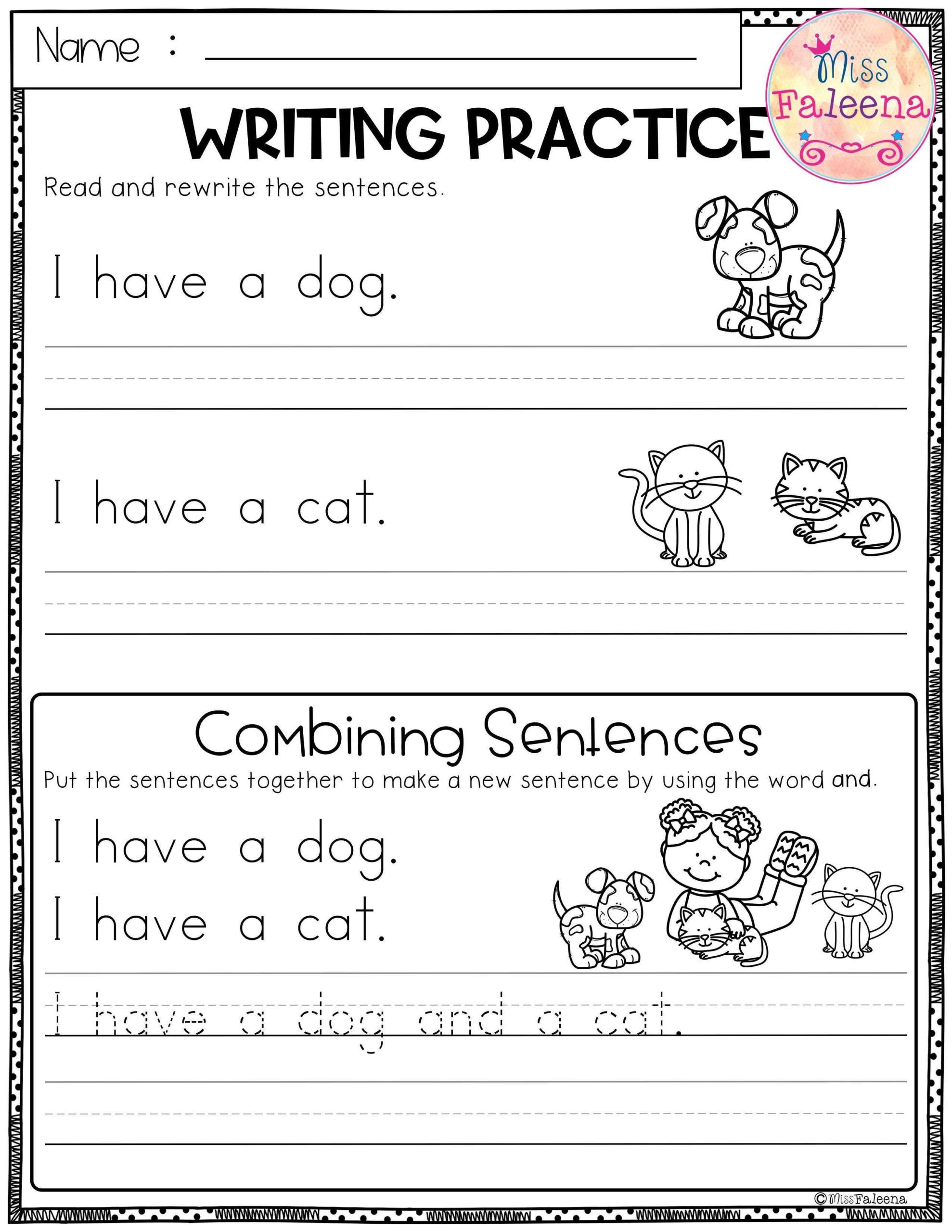 Sentence Tracing Worksheets Free 7F2 | Writing Sentences pertaining to Free Printable Simple Sentences Worksheets