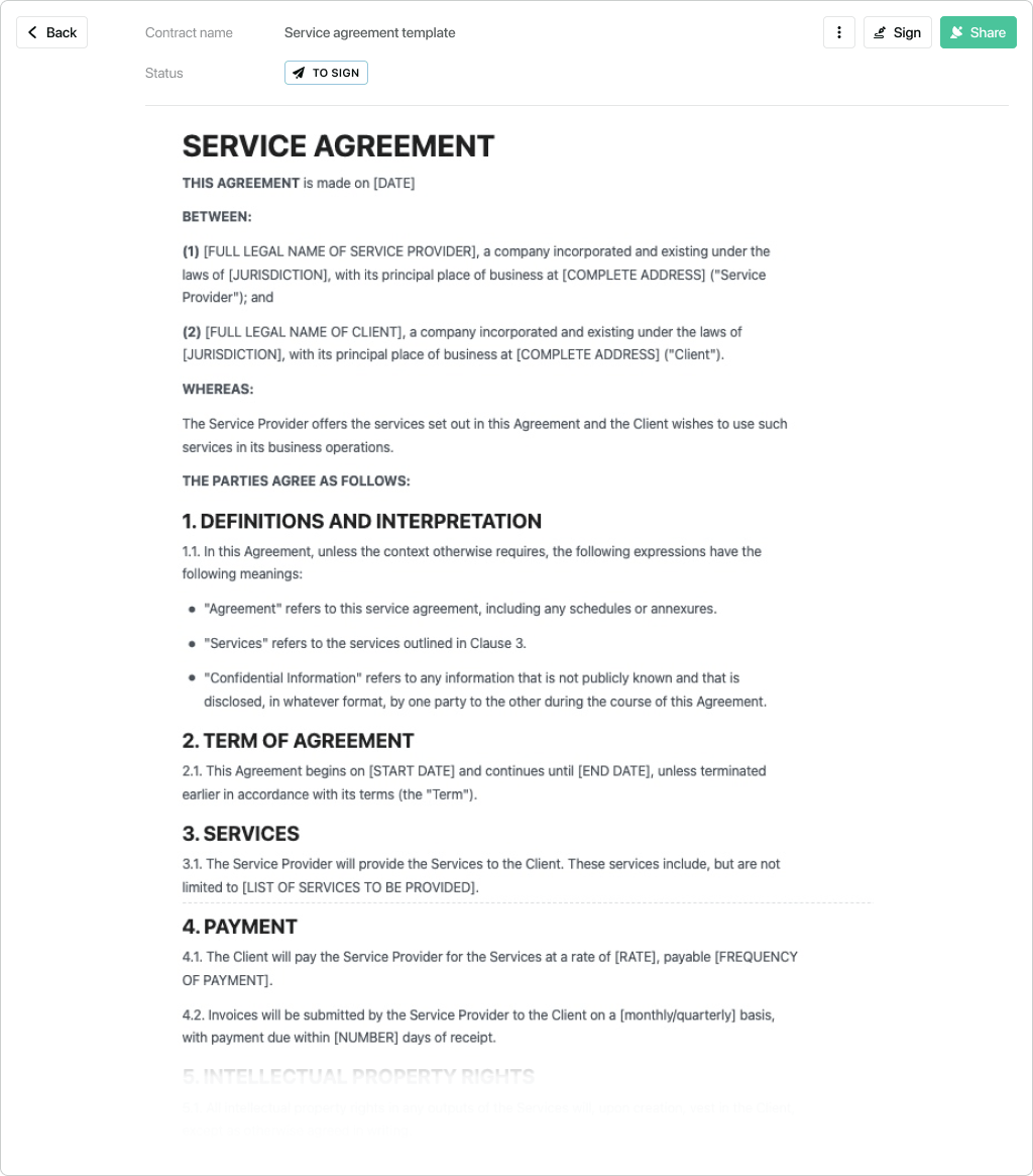 Service Agreement Template - Free To Use intended for Free Printable Service Contract Forms