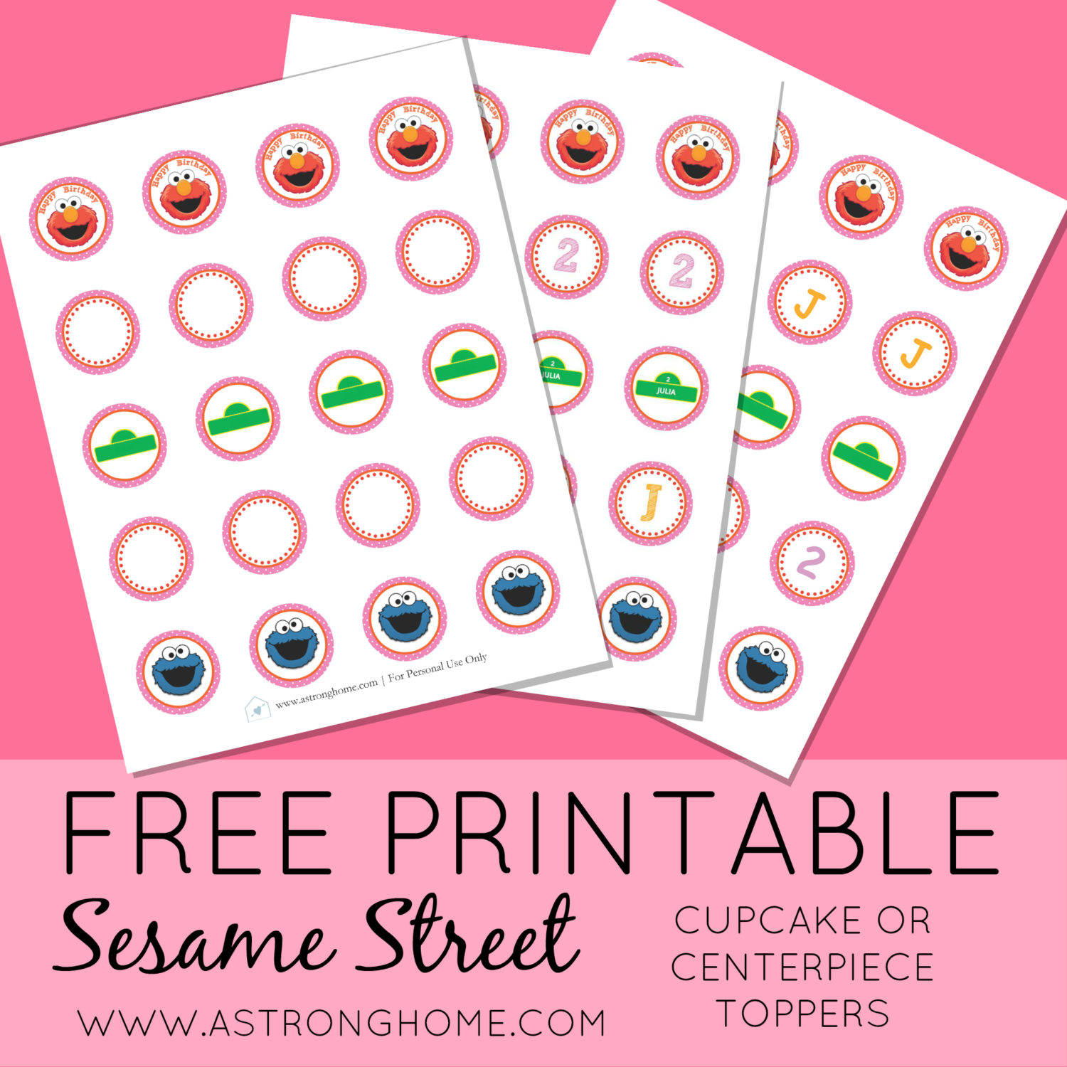 Sesame Street Birthday Party On A Budget {Free Printable} | A intended for Free Printable Sesame Street Cupcake Toppers