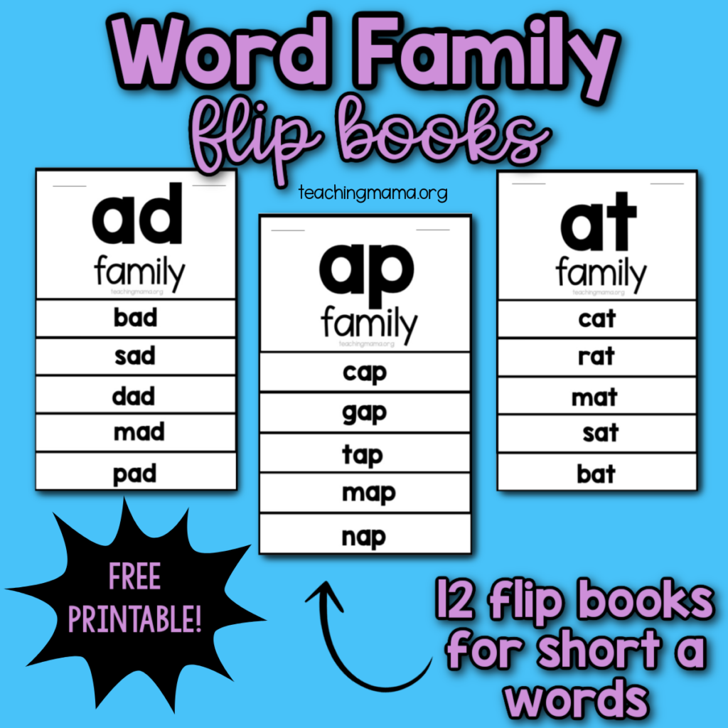 Short A Word Family Flip Books - Teaching Mama pertaining to Free Printable Word Family Mini Books