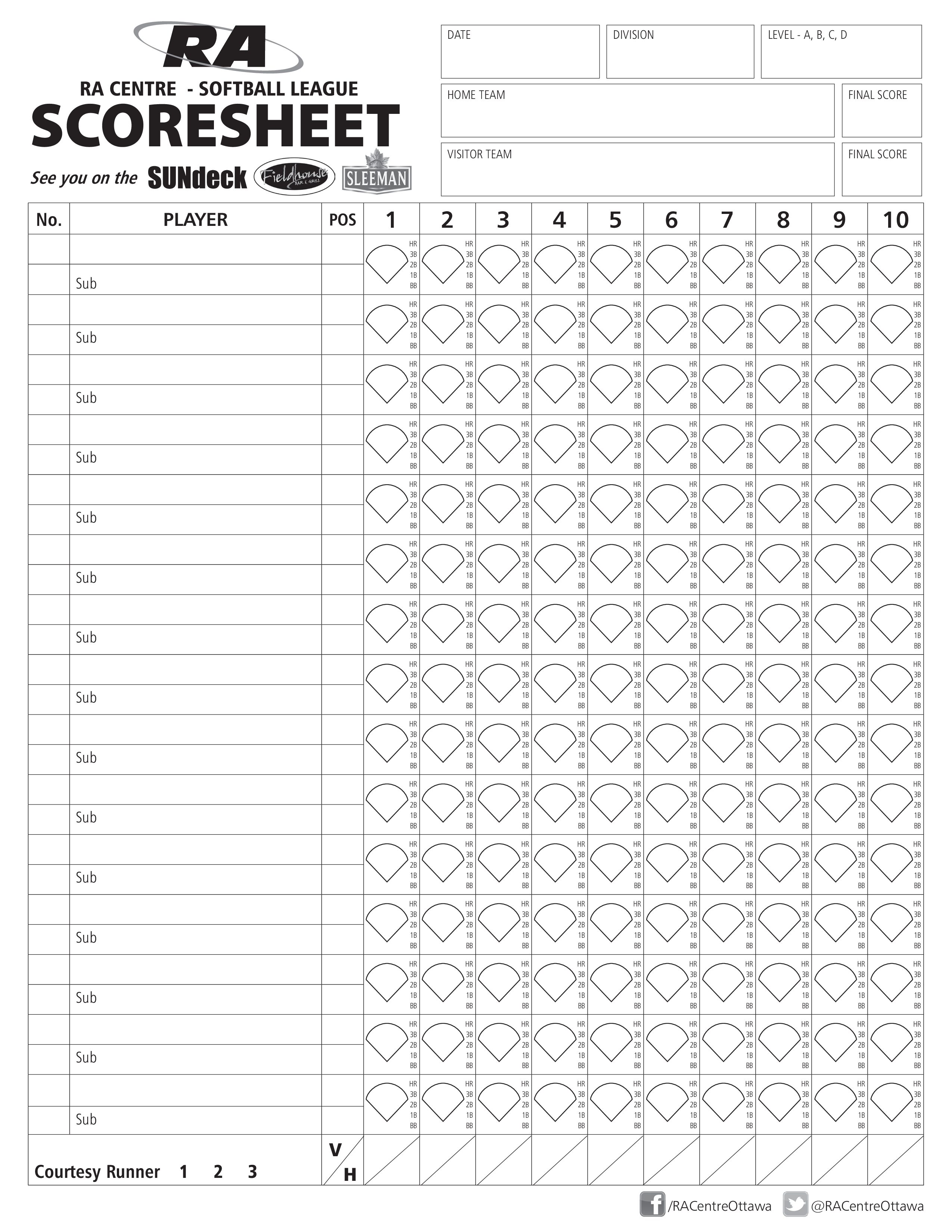 Simple Softball Score Sheet | Templates At Allbusinesstemplates in Softball Scorebook Printable Free