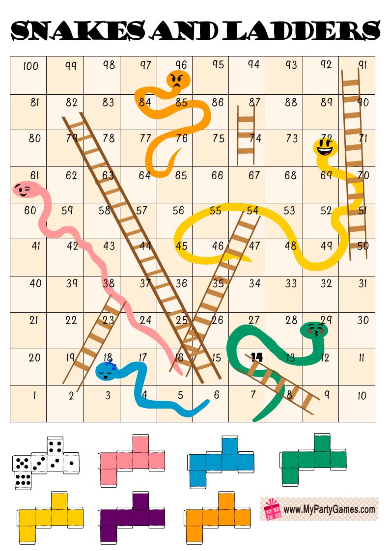 Snakes And Ladders Board Game, 5 Free Printables | Snakes And for Free Snakes And Ladders Printable