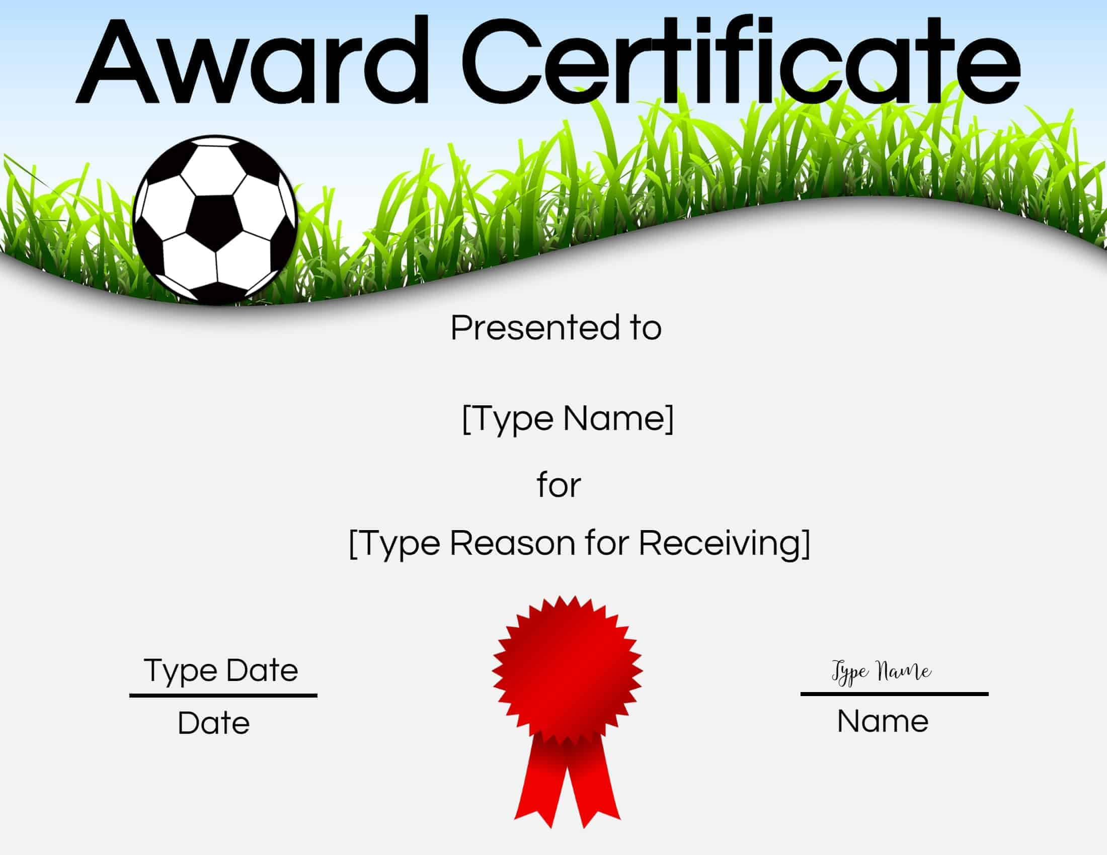 Soccer Award Certificate Template Free within Free Printable Soccer Certificate Templates