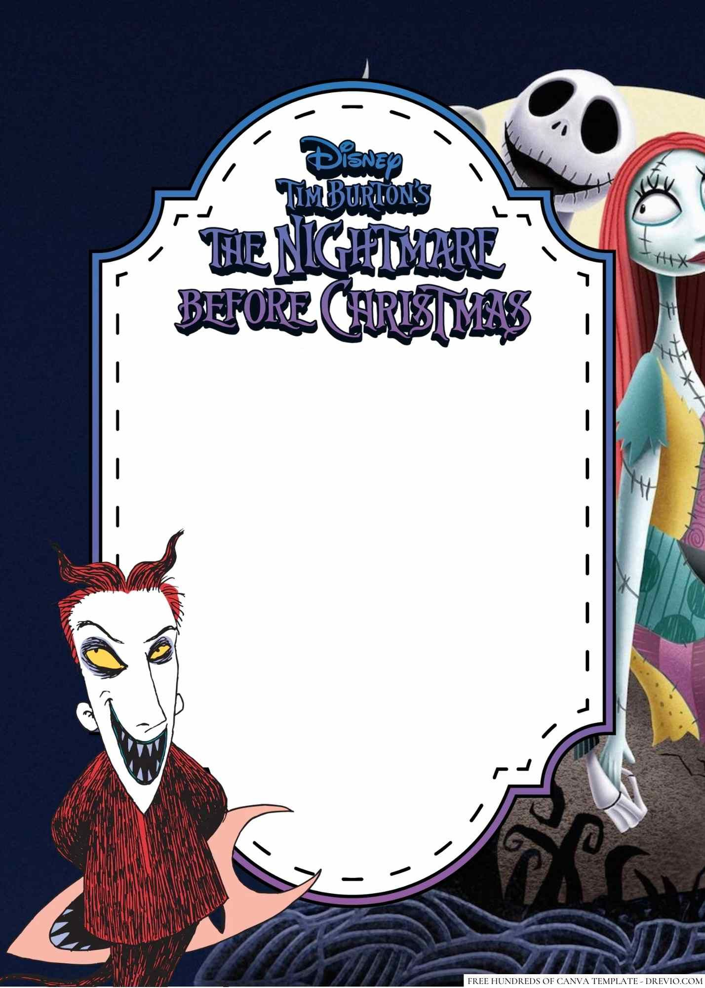 Spooky Birthday Invitations For Nightmare Before Christmas Fans inside Free Printable Nightmare Before Christmas Birthday Invitations