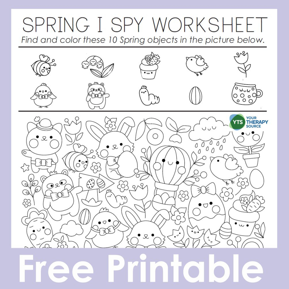 Spring I Spy Worksheet - Free - Your Therapy Source for Free Printable Spring Worksheets For Kindergarten