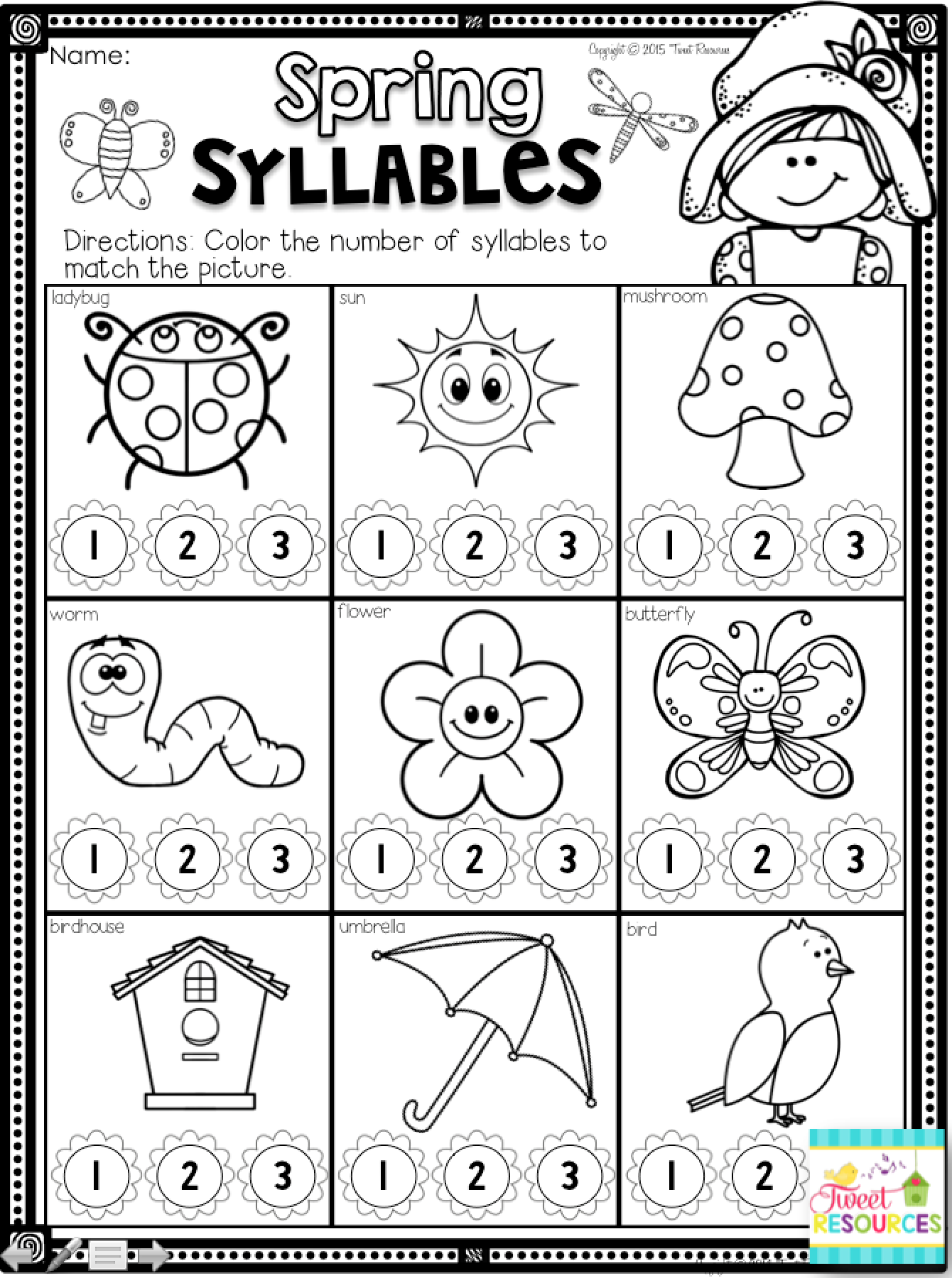 Spring Kindergarten Math And Literacy Printables | Kindergarten intended for Free Printable Spring Worksheets for Kindergarten