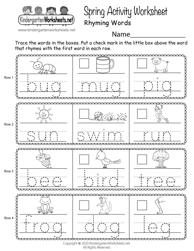 Spring Rhyming Words Activity Worksheet - Free Printable, Digital regarding Free Printable Rhyming Words