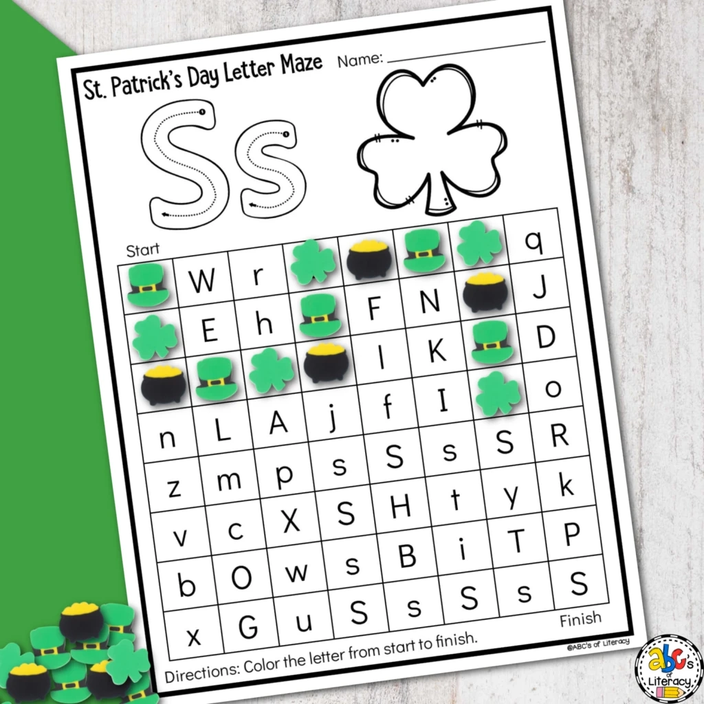 St. Patrick&amp;#039;S Day Letter Maze Preschool Worksheets pertaining to Free Printable St Patrick&amp;amp;#039;s Day Mazes