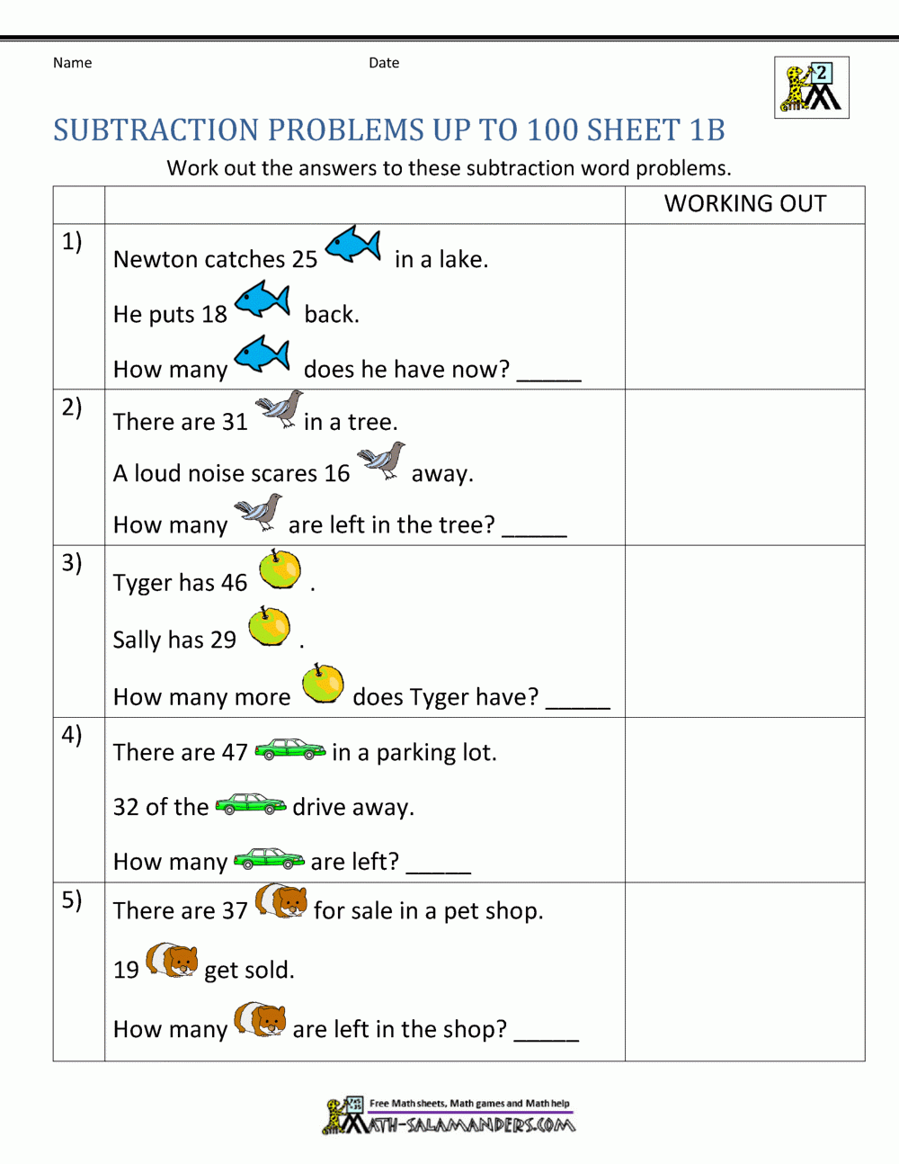 Subtraction Word Problems 2Nd Grade for Free Printable Word Problems 2nd Grade