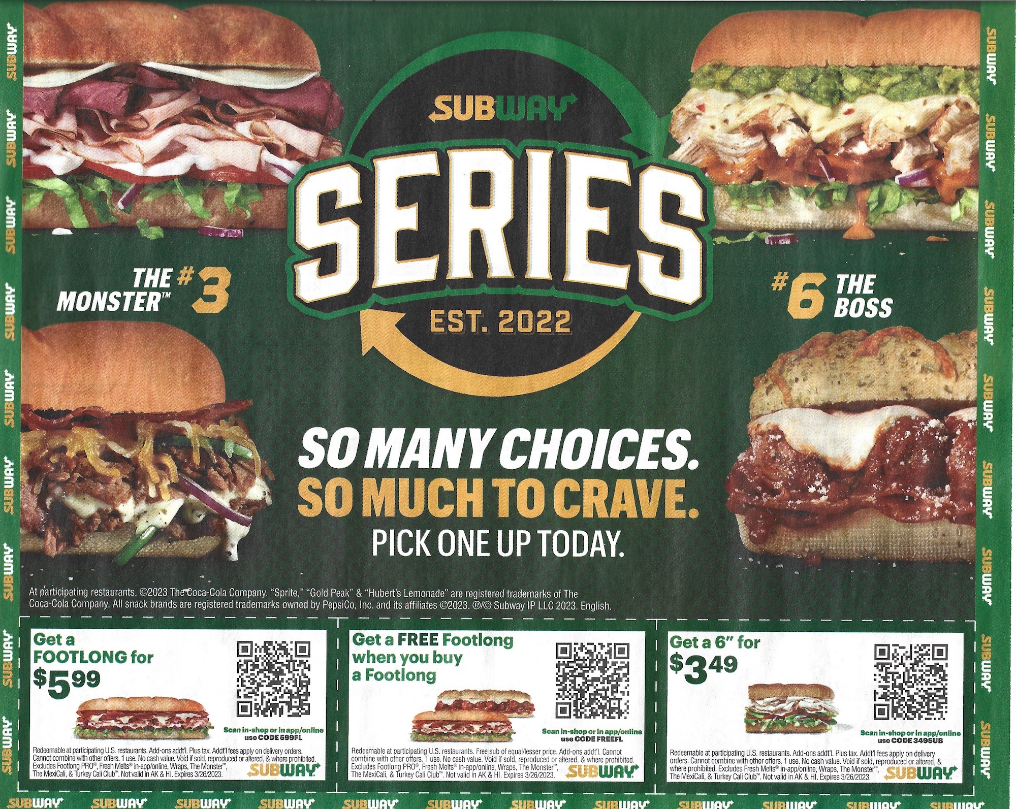 Subway Coupon Inserts - Expires April 2023 inside Free Printable Subway Coupons 2025