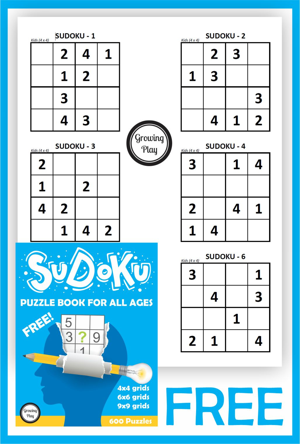 Sudoku For Kids Printable Pdf - Free - Growing Play throughout Free Printable Sudoku Books