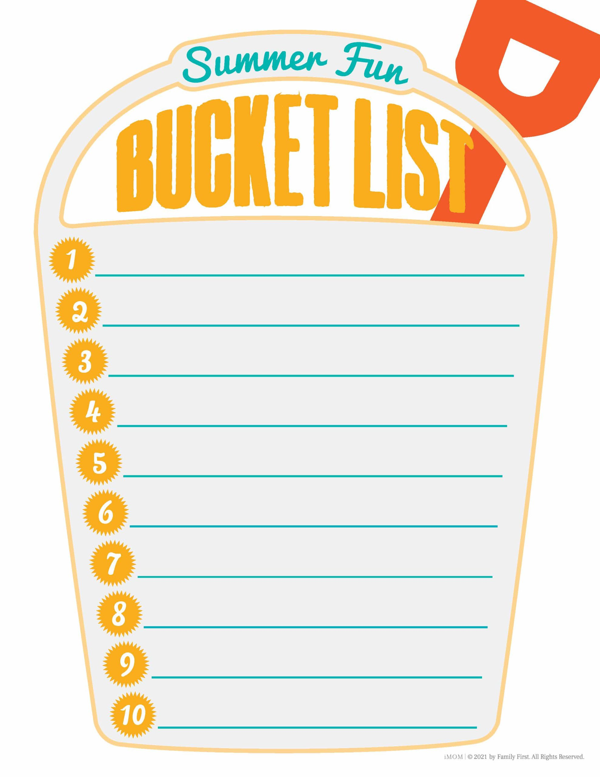 Summer Bucket List - Imom pertaining to Summer Bucket List Printable