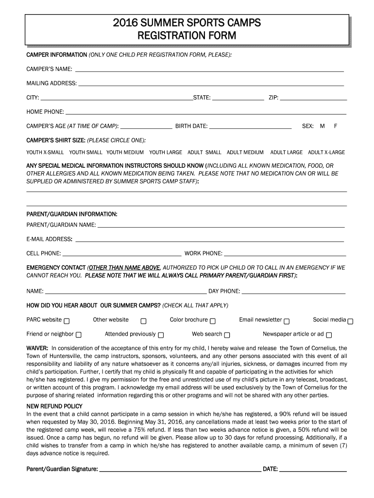 Summer Camp Registration Form Template Word: Fill Out &amp;amp; Sign for Free Printable Summer Camp Registration Forms