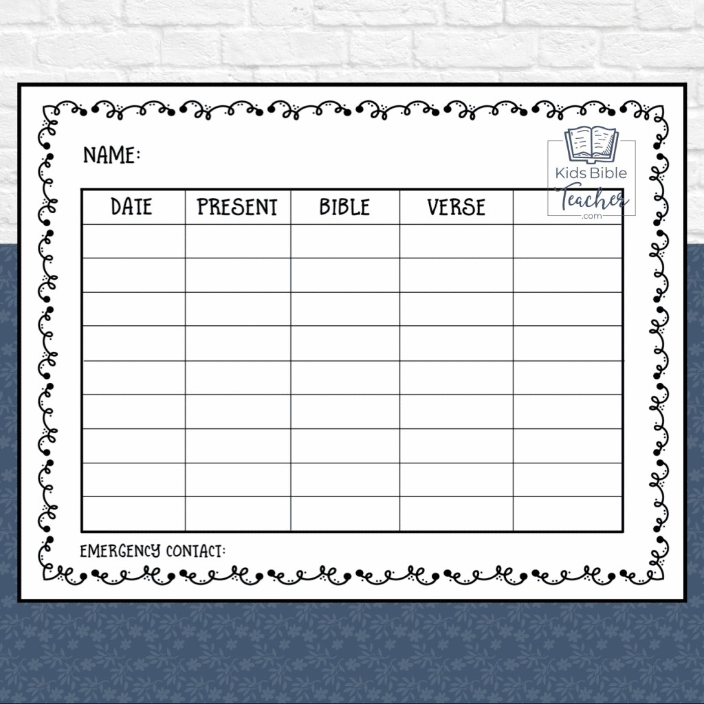 Sunday School Attendance Cards - Kids Bible Teacher inside Free Printable Sunday School Attendance Sheet