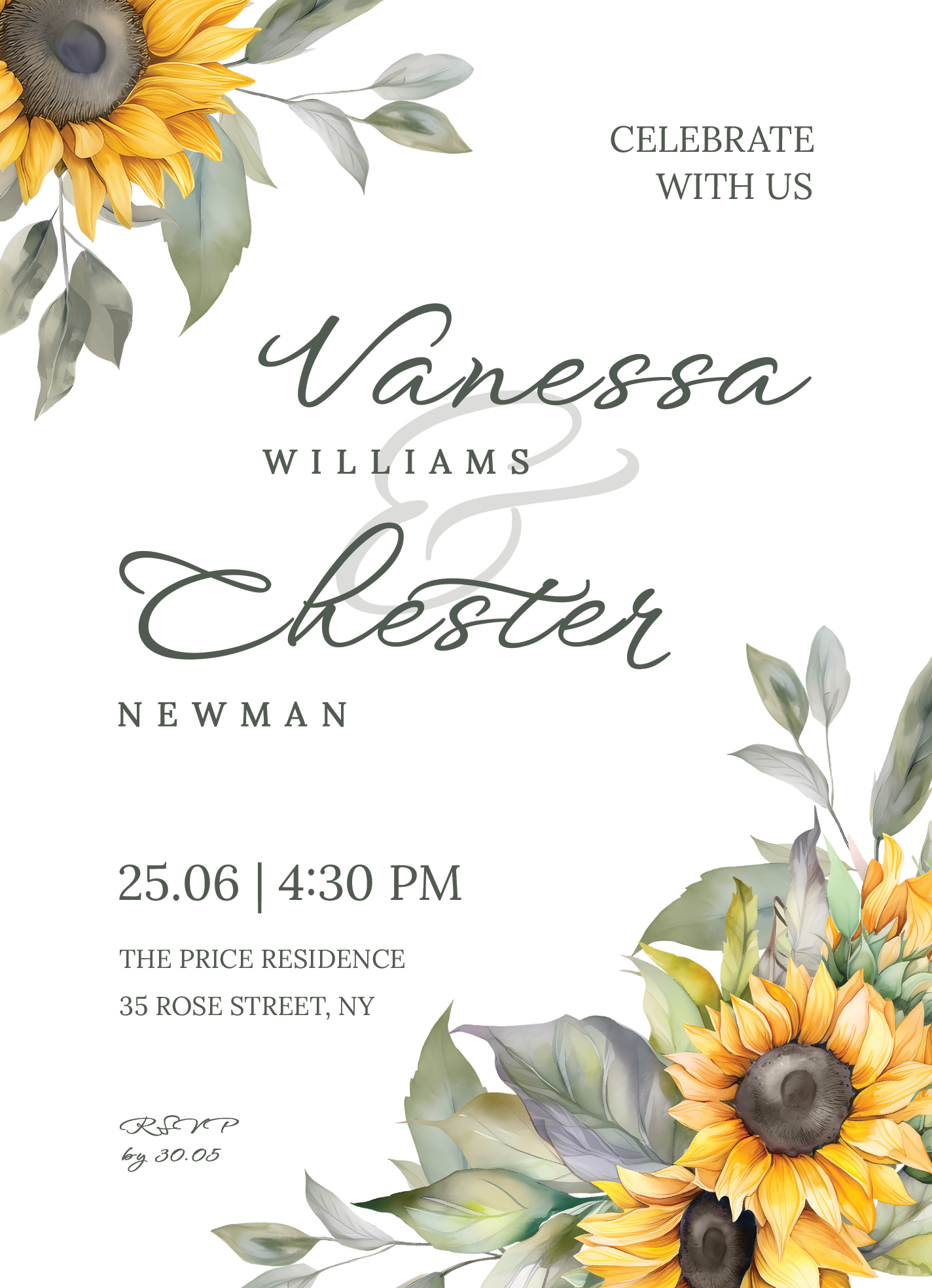 Sunflower Wedding Invitation Free Google Docs Template - Gdoc.io intended for Free Printable Sunflower Wedding Invitation Templates