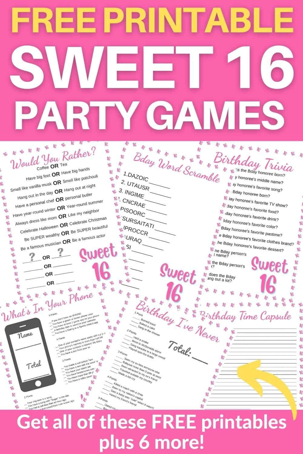 Sweet 16 Party Games - Free Printables | Sweet 16 Games, Sweet 16 with regard to Free Sweet 16 Printables