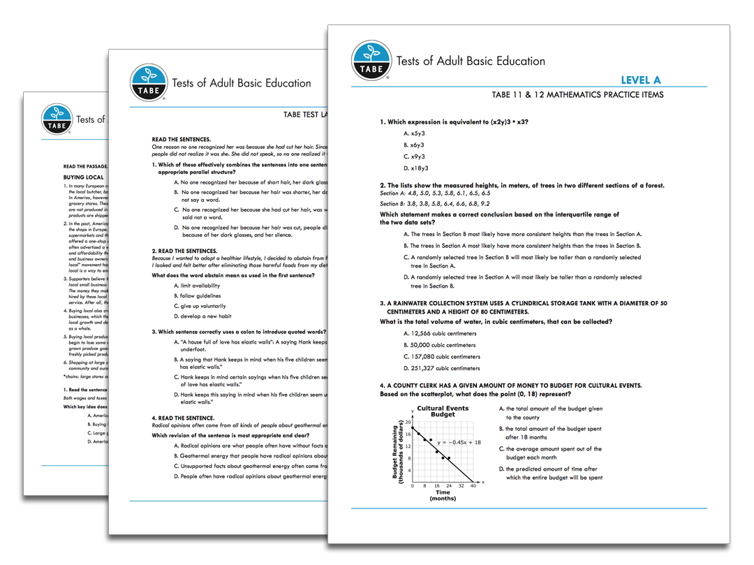 Tabe 11&amp;amp;12 Sample Practice Items | Tabetest with regard to Tabe Practice Test Free Printable