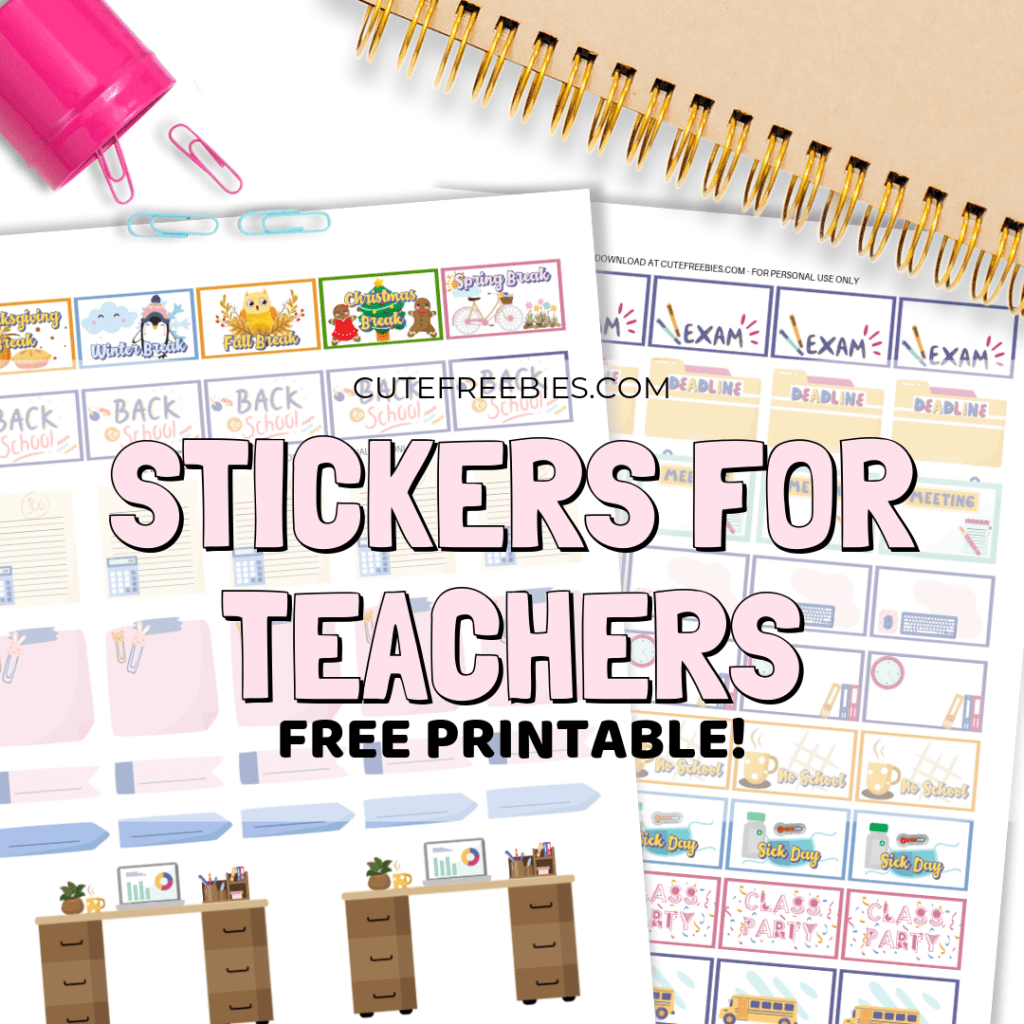 Teacher Planner Stickers – Free Printable! - Cute Freebies For You in Free Printable Stickers For Teachers