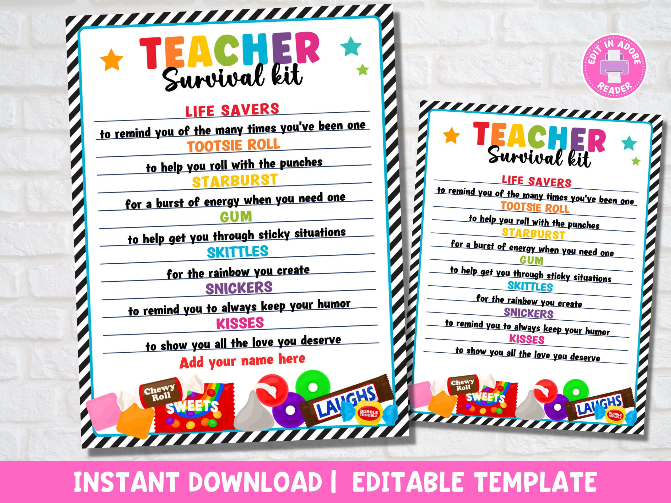 Teacher Survival Kit Printable Teacher Appreciation Gift Tag Back in Teacher Survival Kit Free Printable