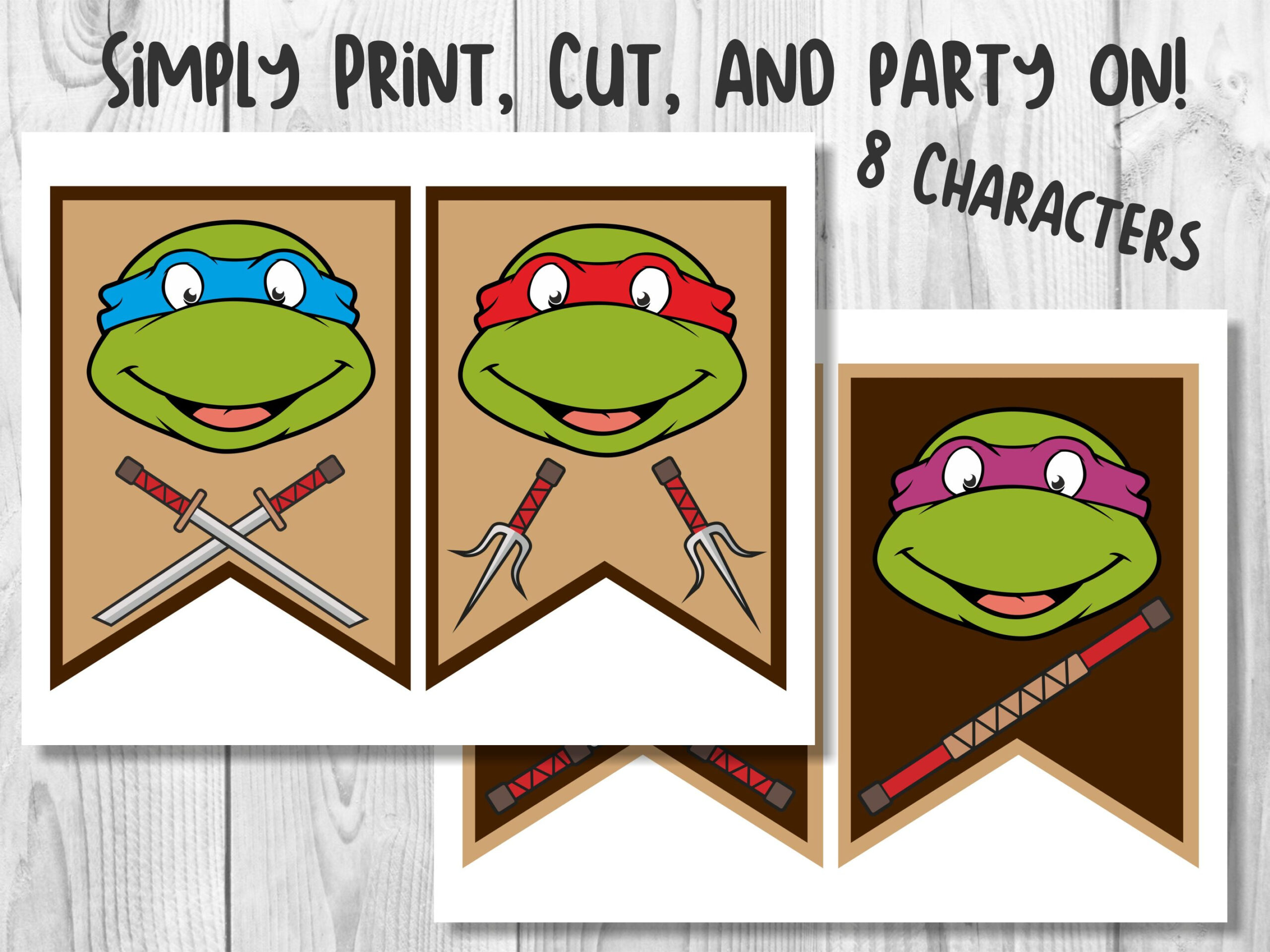 Teenage Mutant Ninja Turtles Printable Birthday Banner Pdf | Jpeg, Tmnt Printable Happy Birthday Banner Letters Numbers regarding Free Printable Ninja Turtle Birthday Banner