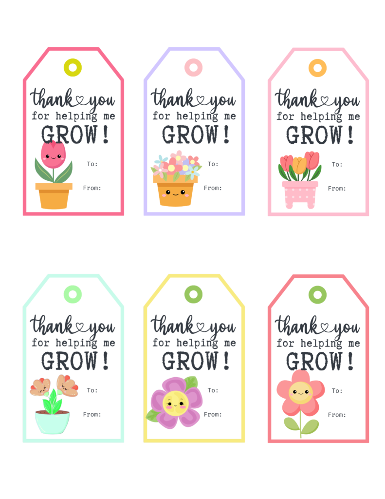Thank You For Helping Me Grow Free Printable Gift Tags | Baking intended for Thanks for Helping Me Grow Free Printable