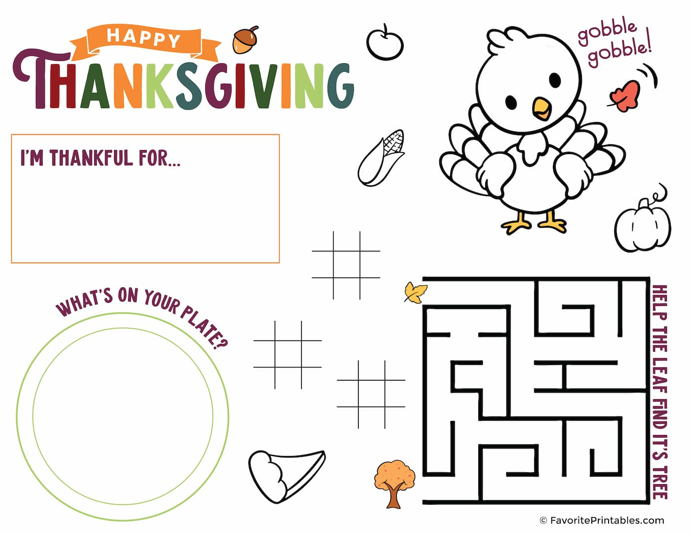 Thanksgiving Activity Sheet Printable For Kids - Favorite Printables intended for Free Printable Thanksgiving Activities