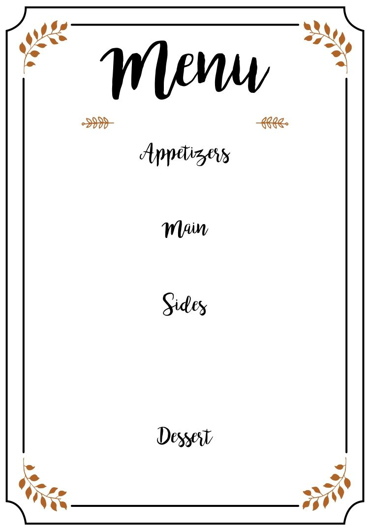 Thanksgiving Dinner Menu Template Free | Menu Design Template regarding Free Printable Menu Templates