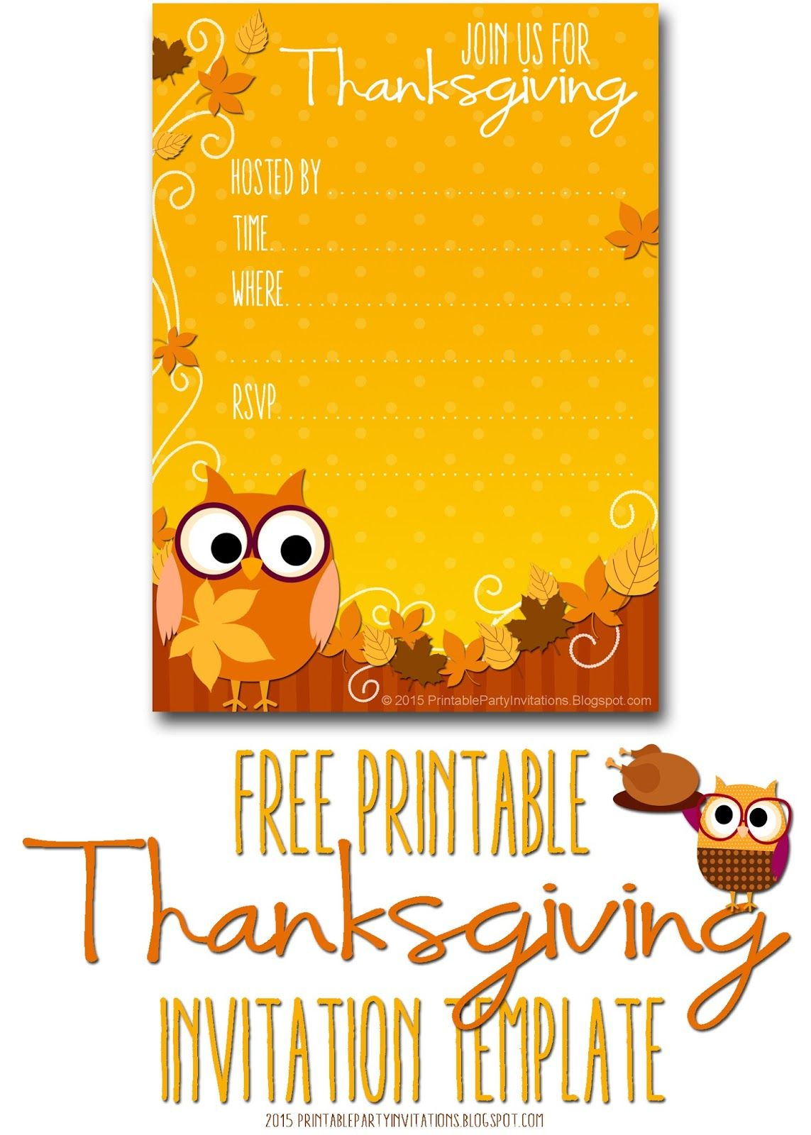 Thanksgiving Invite Template | Printable Thanksgiving Invitation in Free Printable Thanksgiving Invitations