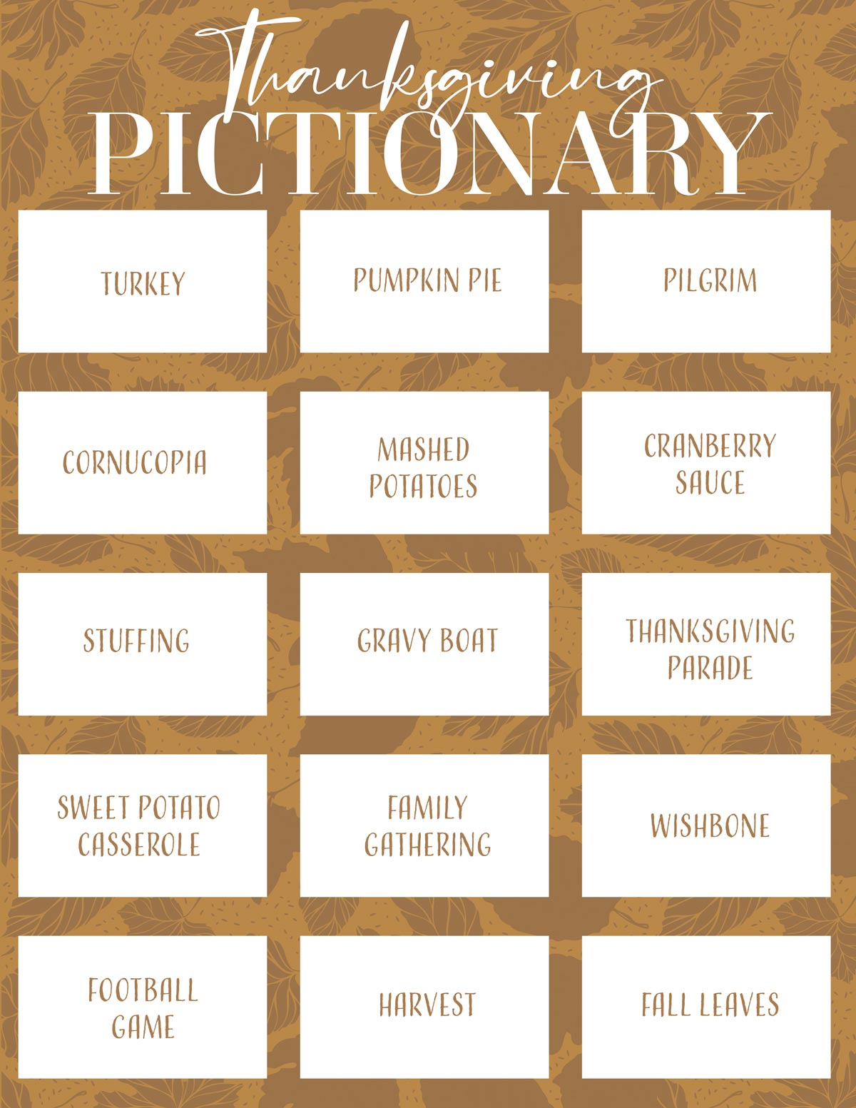 Thanksgiving Pictionary: Free Printable Fun! | Skip To My Lou pertaining to Free Printable Pictionary Cards