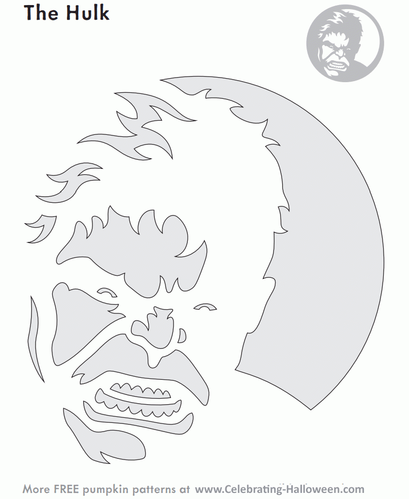 The Hulk Pumpkin Carving Stencil - Free Download - Celebrating regarding Superhero Pumpkin Stencils Free Printable