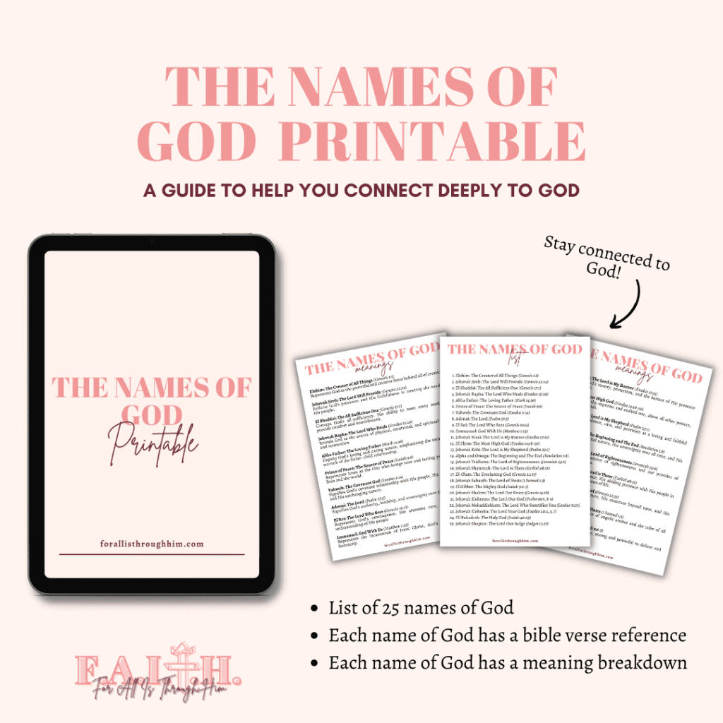 The Powerful Names Of God | Free Printable - For All Is Through Him for Free Printable Names of God