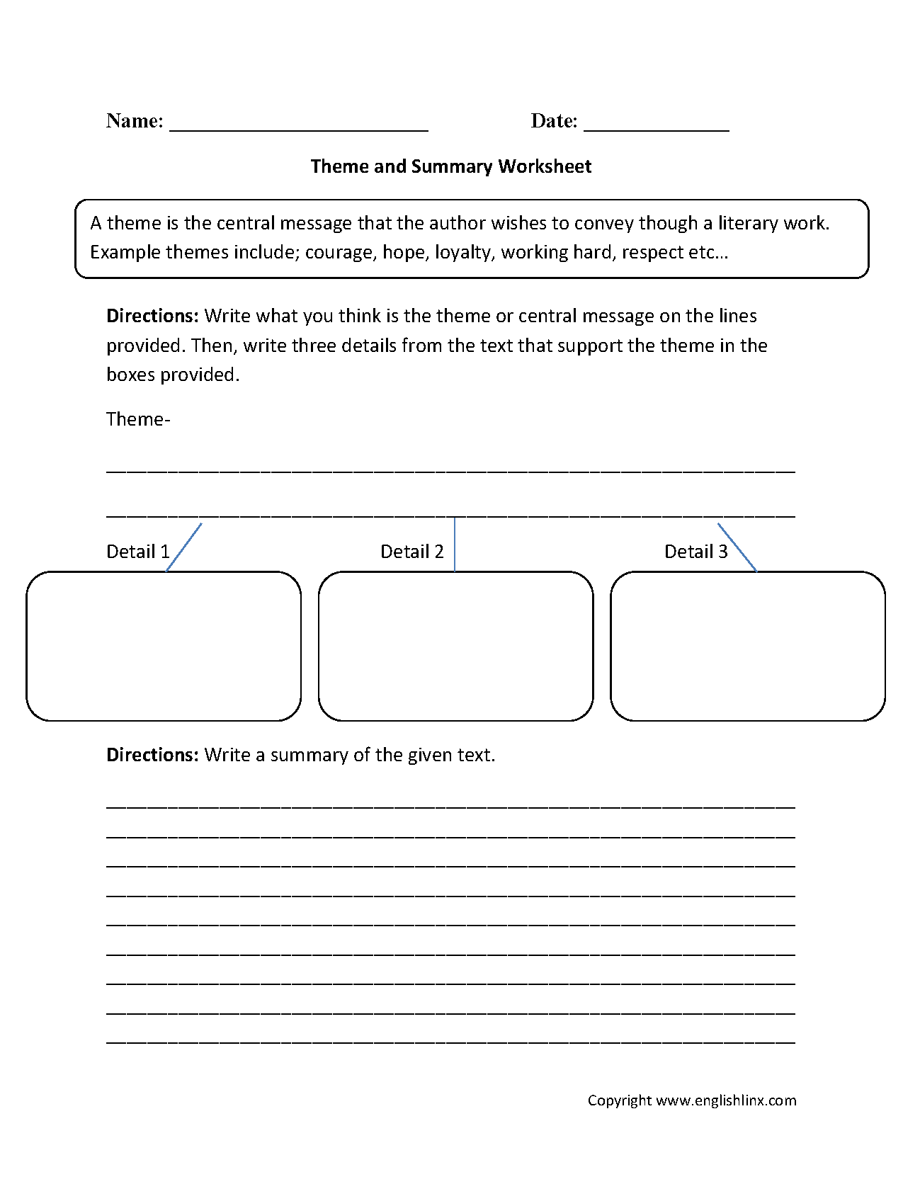 Theme And Summary Worksheets | School Worksheets, Summarizing regarding Free Printable Summarizing Worksheets 4Th Grade