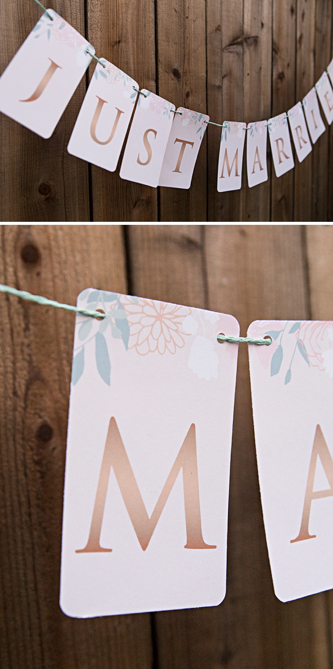 This Free Printable &amp;quot;Just Married&amp;quot; Floral Banner Is So Cute!! in Just Married Free Printable