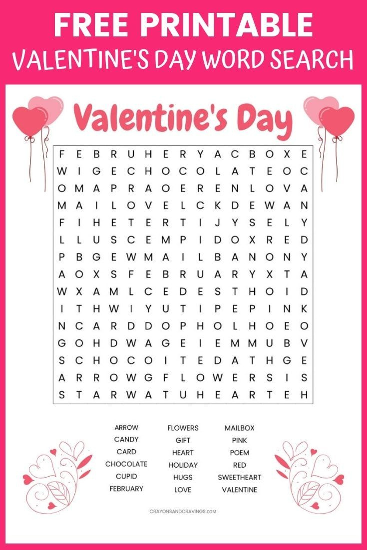 This Printable Valentine&amp;#039;S Word Search For Kids Has 18 Words To for Free Printable Valentine Word Search for Adults