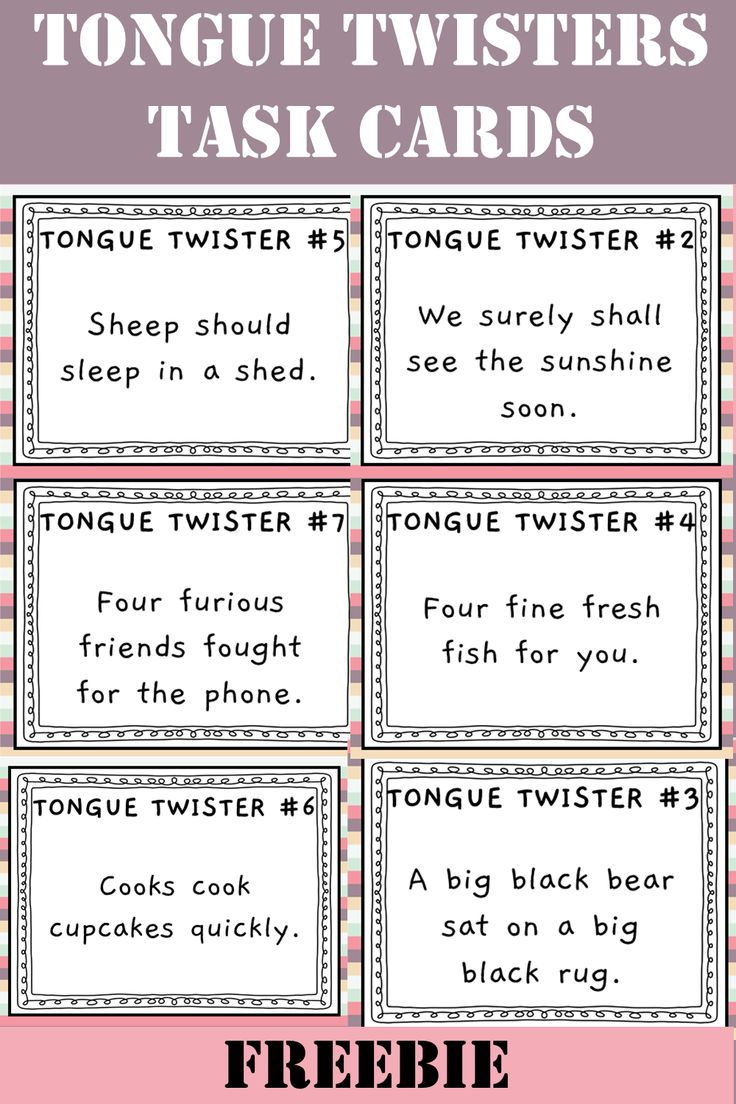 Tongue Twisters For Kids Printable Task Cards In 2024 | Tongue regarding Free Printable Tongue Twisters