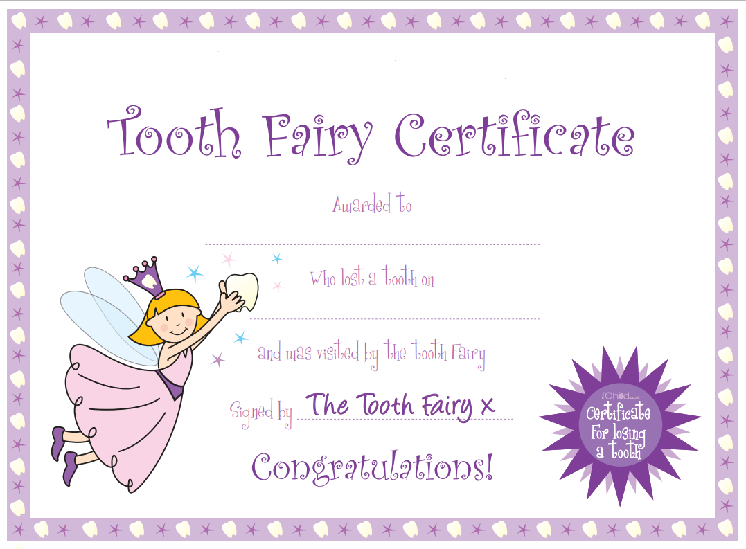 Tooth Fairy Certificate | Printable with regard to Free Printable Tooth Fairy Certificate