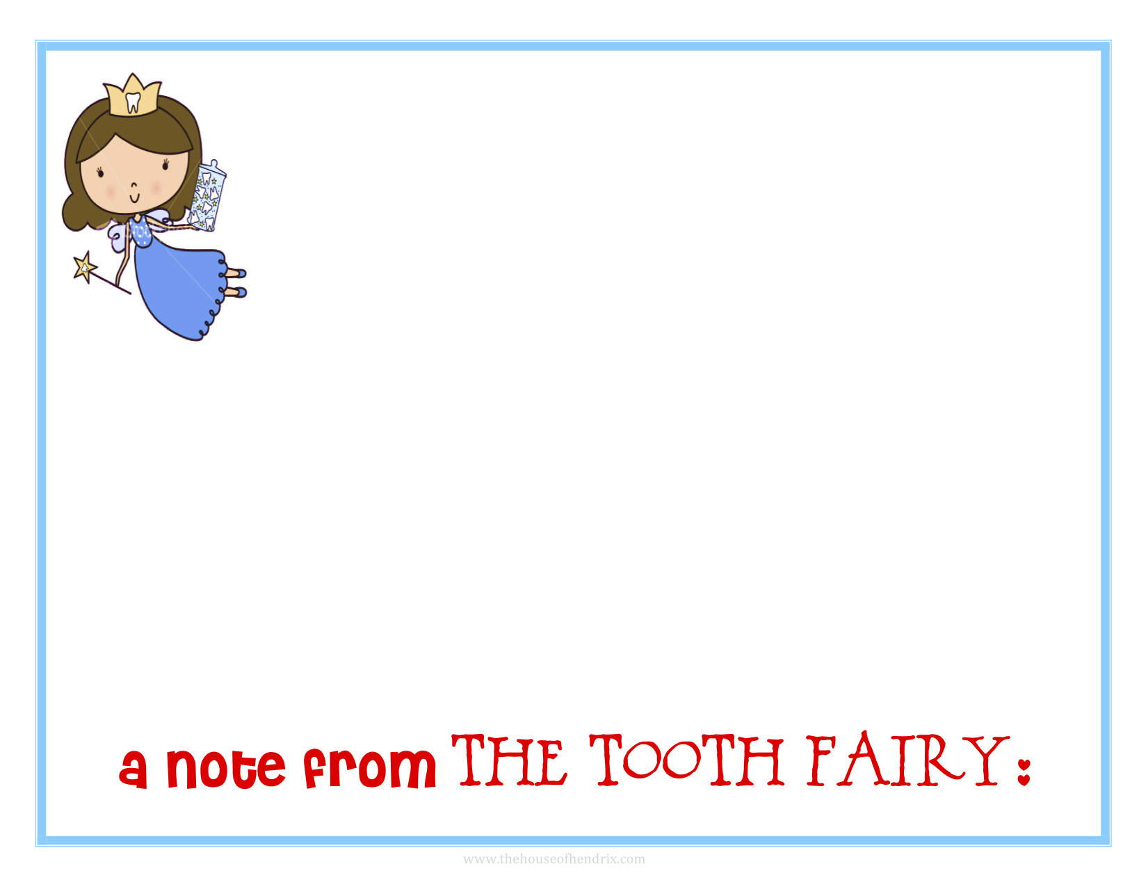 Tooth Fairy -Printables - The House Of Hendrix regarding Tooth Fairy Stationery Free Printable