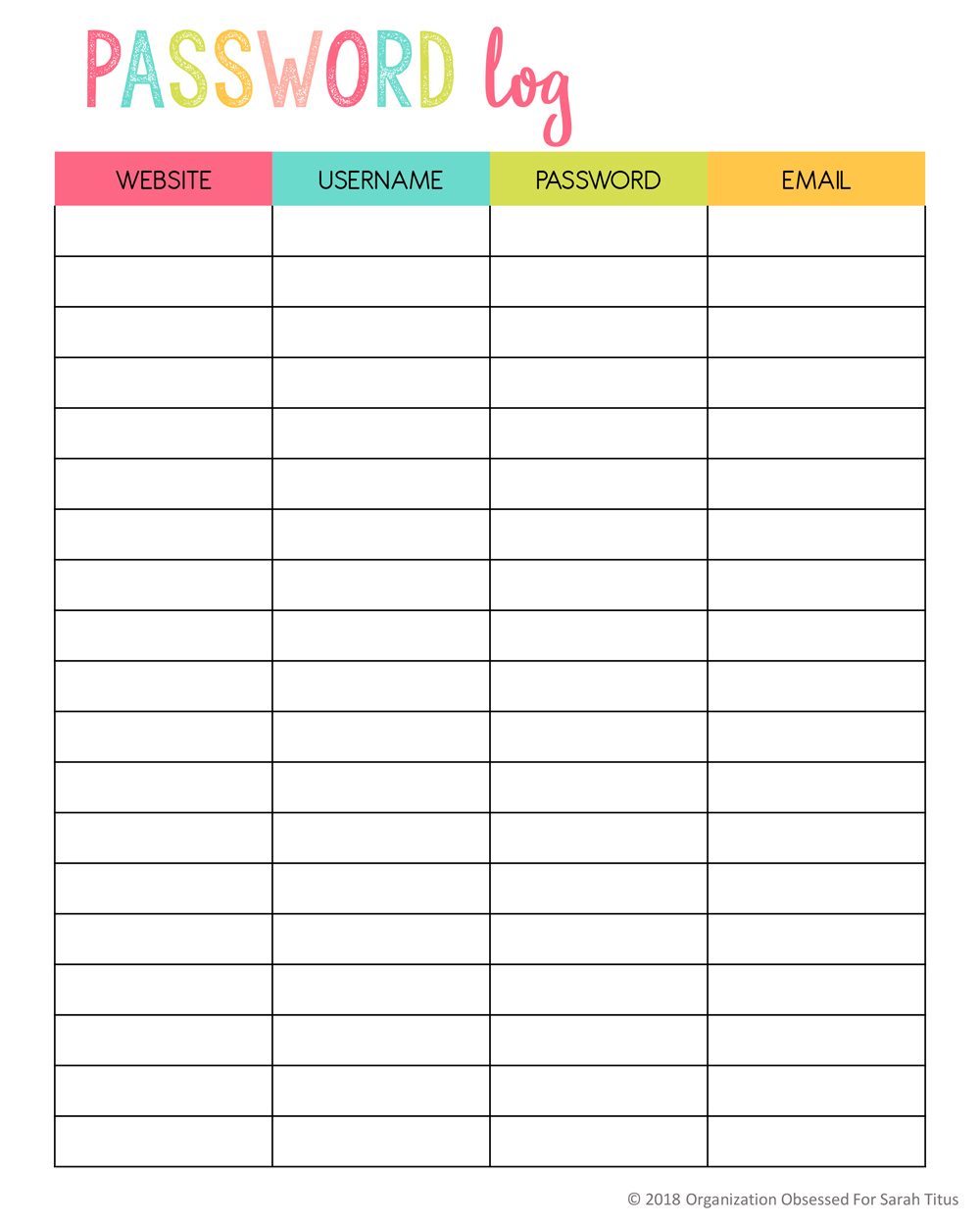 Top Password Keeper Printables To Download Instantly - Sarah Titus pertaining to Free Printable Password Keeper