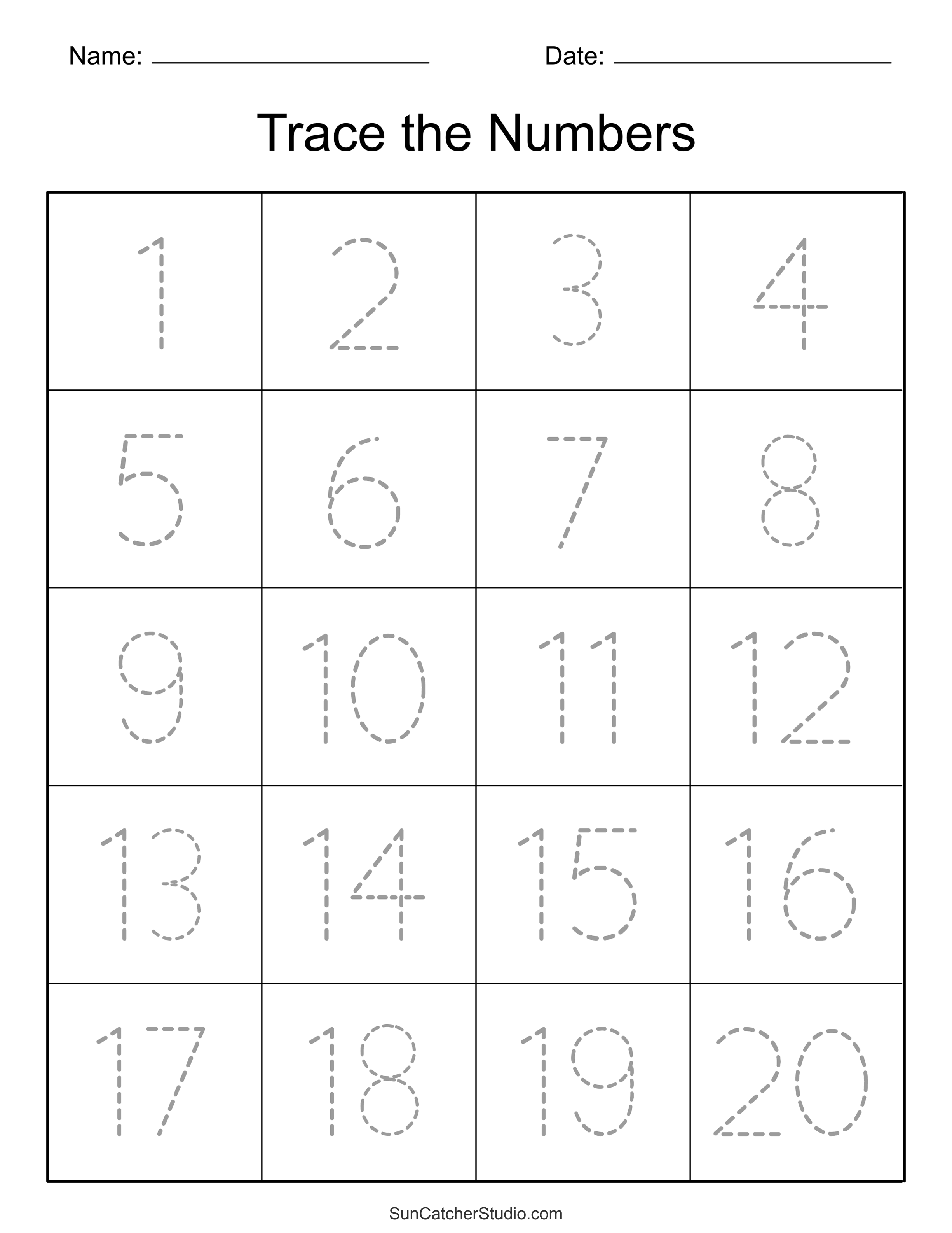 Tracing Numbers (Free Printable Practice Pdf Worksheets) – Diy inside Free Printable Number Worksheets