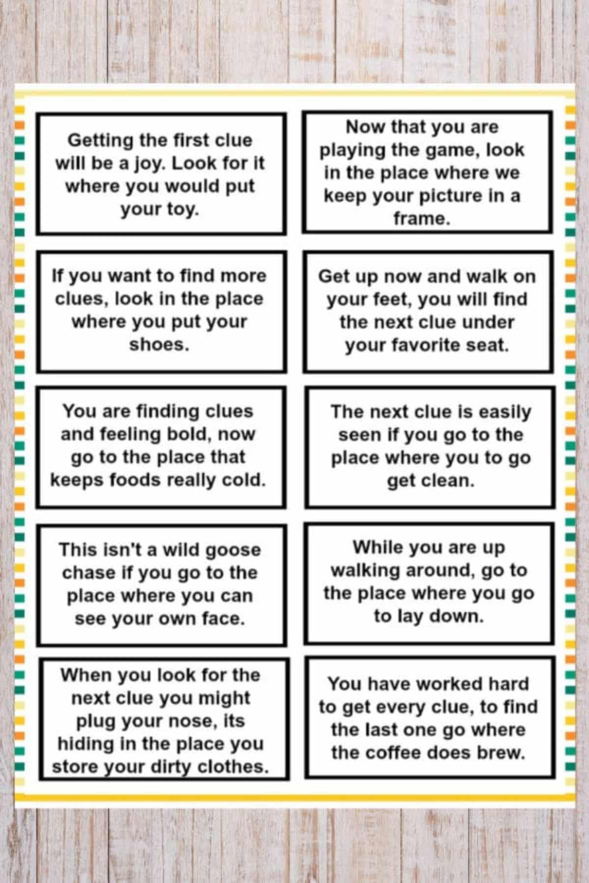 Treasure Hunt Clues For Kids in Free Printable Treasure Hunt Games