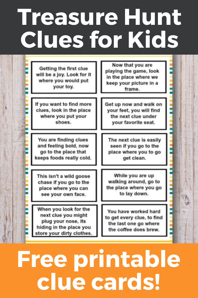 Treasure Hunt Clues For Kids | Printable pertaining to Free Printable Treasure Hunt Games