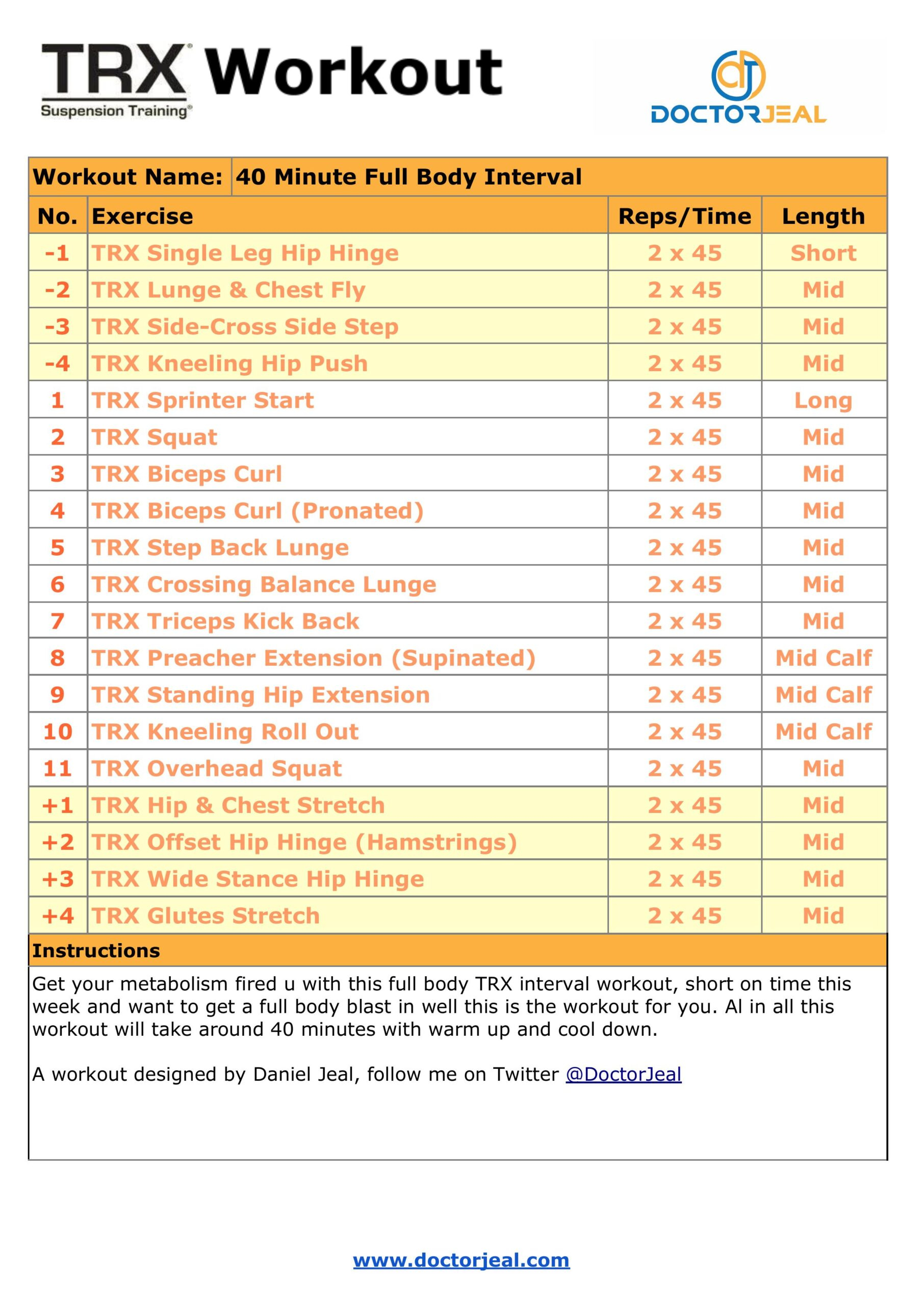 Trx 40 Minute Full Body Interval Workout Card Pdf - Doctorjeal within Free Printable Trx Workouts