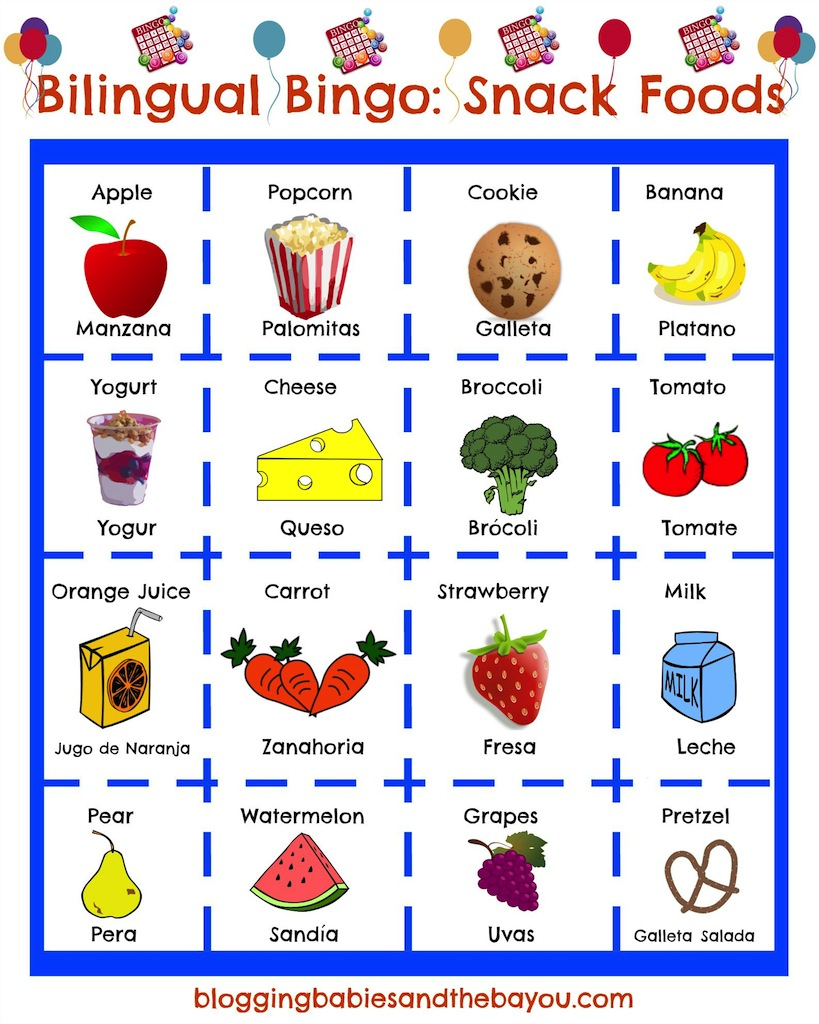 Turning Our Day Into La Merienda + Bilingual After School Bingo regarding Free Printable Spanish Bingo Cards