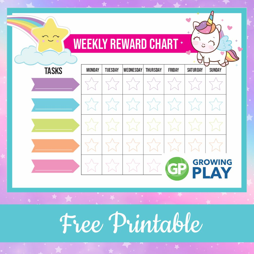 Unicorn Reward Chart - Free Printable - Growing Play in Free Printable Reward Charts