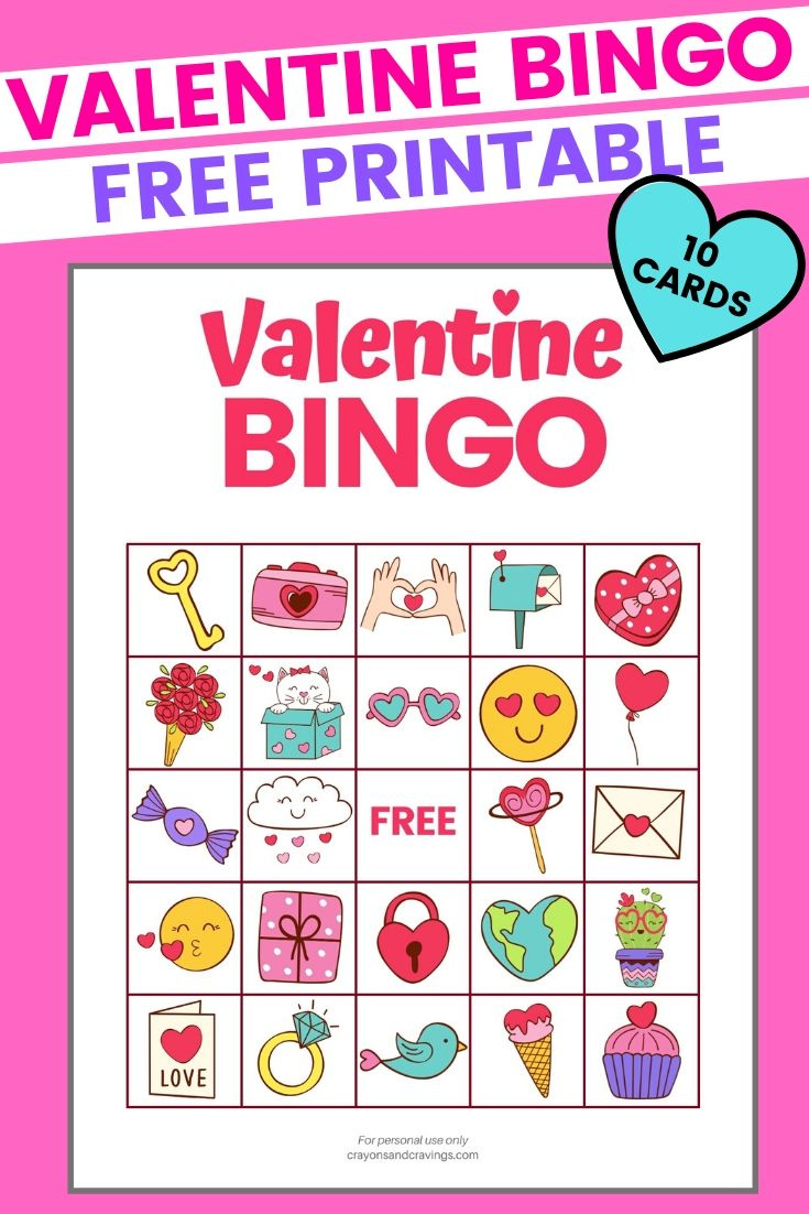 Valentine Bingo - Free Printable Valentine&amp;#039;S Day Game With 10 Cards! inside Free Printable Valentines Bingo