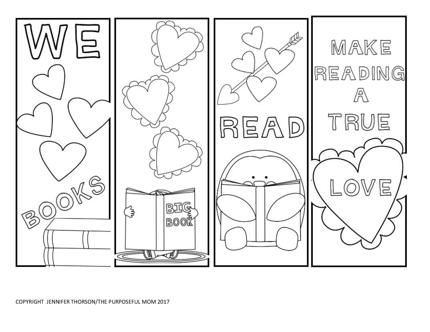 Valentine Bookmarks To Print And Color regarding Free Printable Valentine Bookmarks