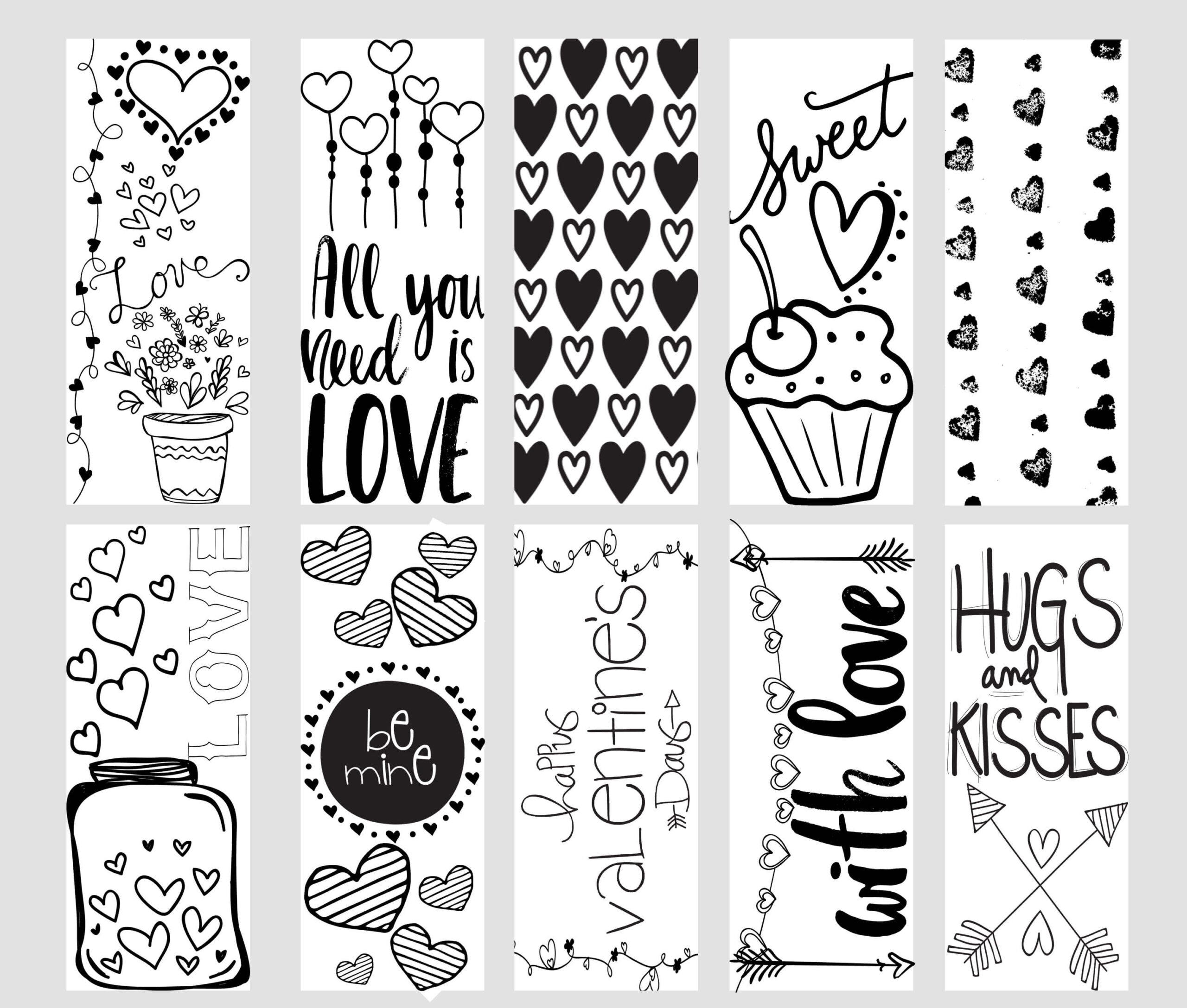 Valentine Printable Coloring Page Bookmarks - Taste Of The Frontier throughout Free Printable Valentine Bookmarks