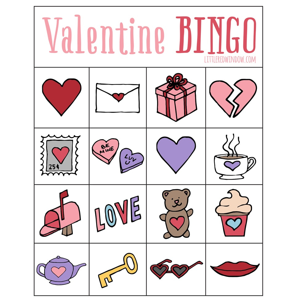 Valentine&amp;#039;S Bingo - Free Printable - Little Red Window regarding Free Printable Valentines Bingo